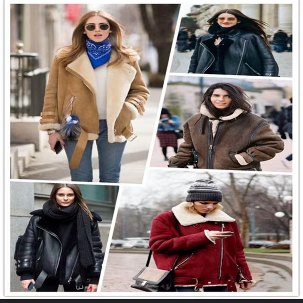 By FLOW Black Shearling Jacket with Fur and Buckle Details